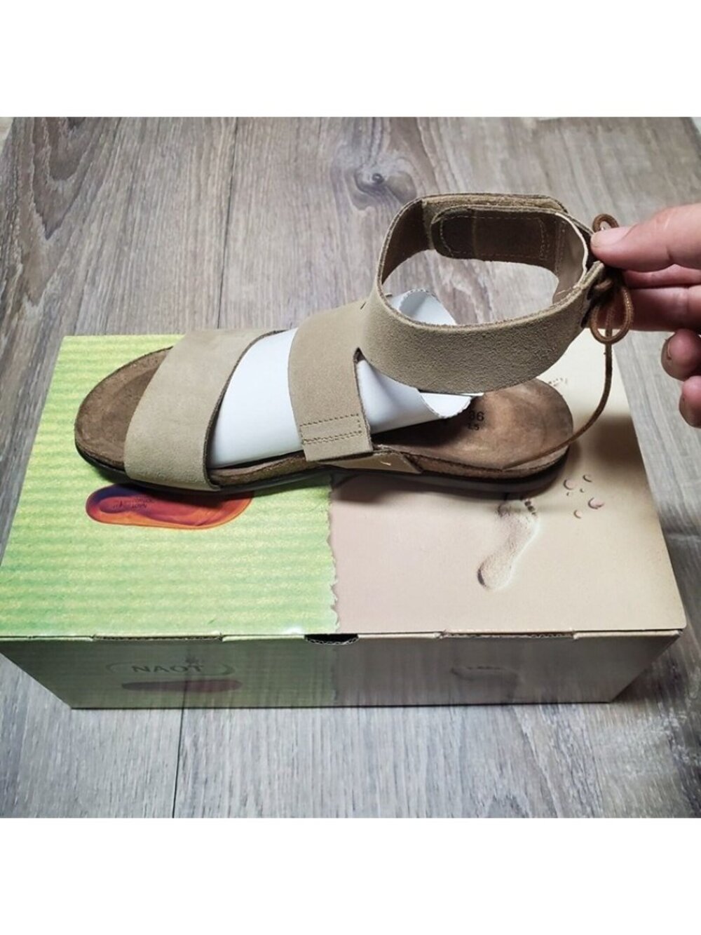 NEW NAOT Womens Larissa Leather Open Toe Tie Back Sandals Sand Size EUR 36 US 5